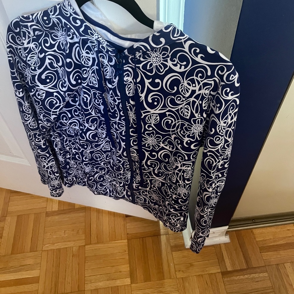 Liz Claiborne Navy and White Floral Hoodie